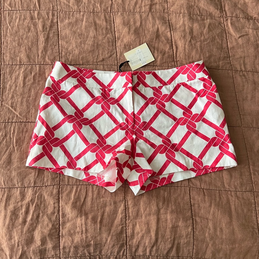 NWT Vintage Y2K Milly Low Rise Pink White dickies short shorts Jacquard Size 2